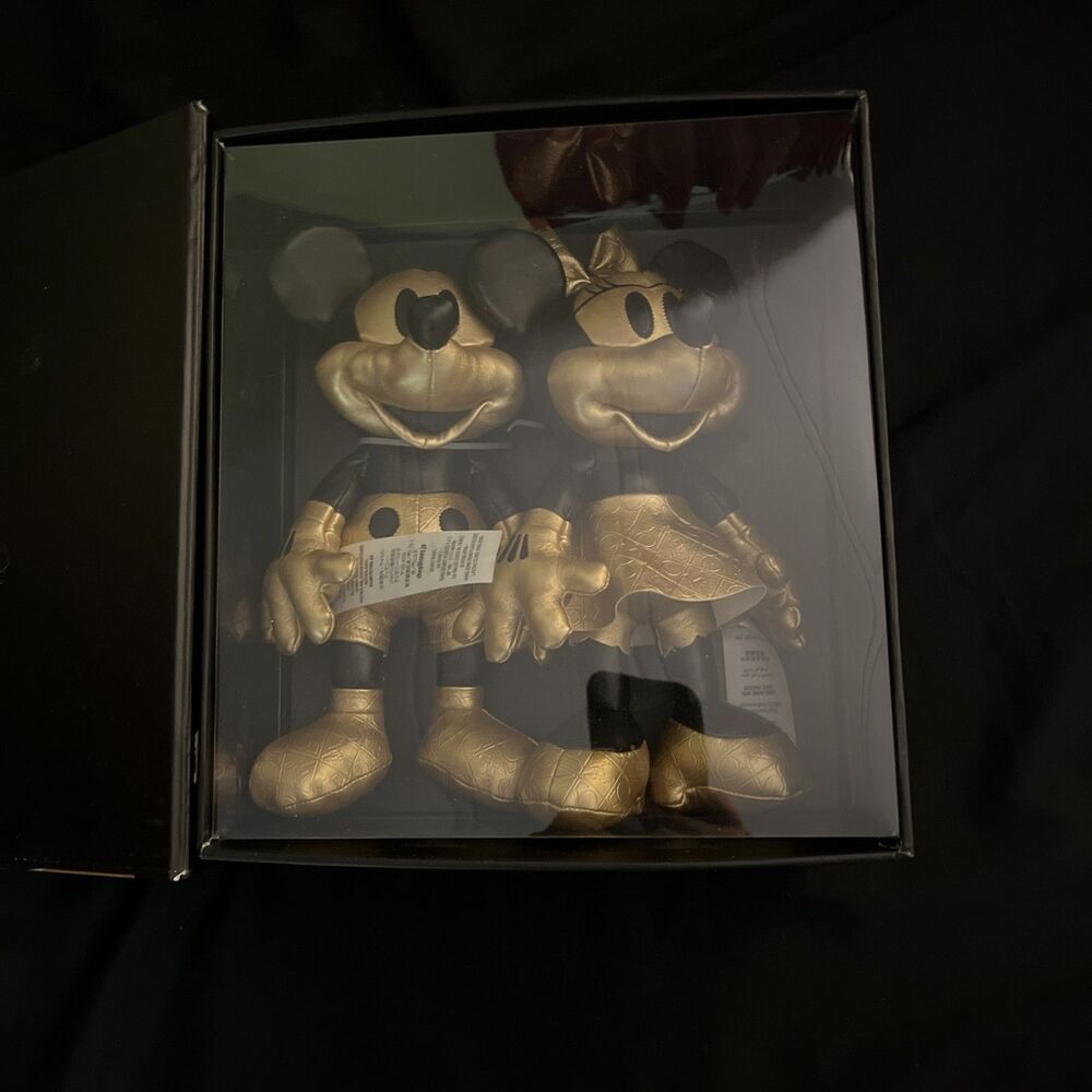 Disney Parks 50th Mickey and Minnie Gold Limited Release Plush Set New with Box